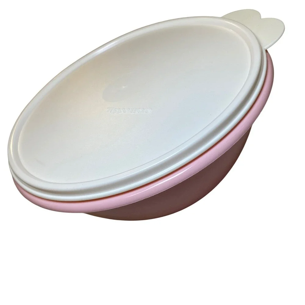 Vintage Tupperware Pink Mixing Bowl 236-7 With White Lid 2516A-2‎ 8